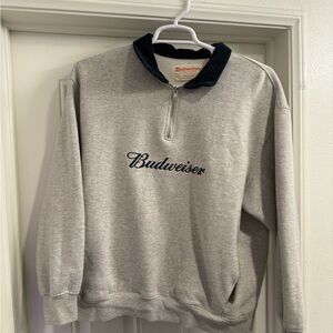 Budweiser Gray Zip-Up Men's Sweater